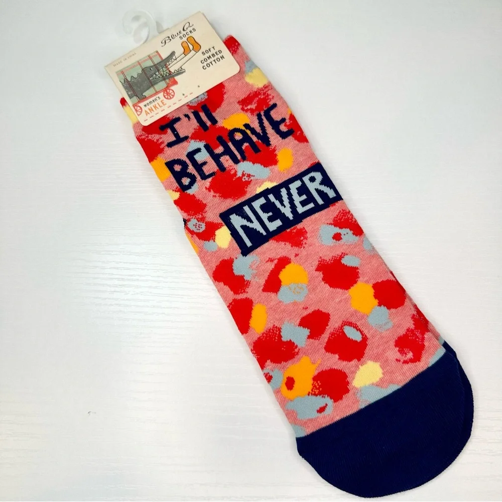 Blue Q I’ll Behave Never Ankle Socks, Women’s